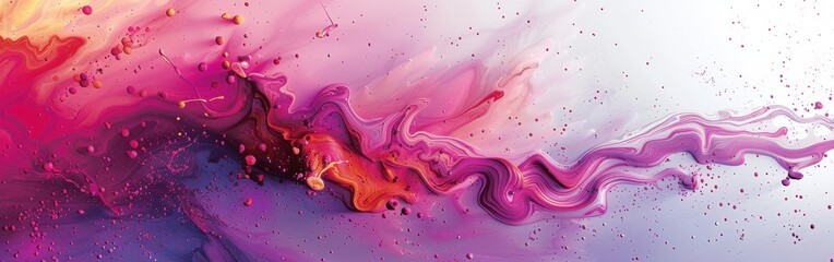 Aufkleber - This image features a close-up shot of swirling pink and orange paint on a white background. The paint is abstract and fluid, creating a sense of movement and energy. The image is perfect for use as a
