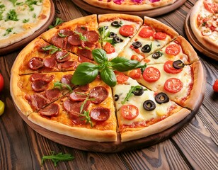 Sticker - delicious italian pizza on table