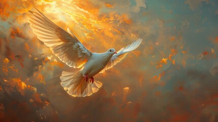 Wall Mural - Dove of Peace Soaring Through Heavenly Clouds