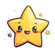 © Anatthaphon - Cute cartoon yellow star with a smiling face and sparkling glitter. isolated on transparent and white background.