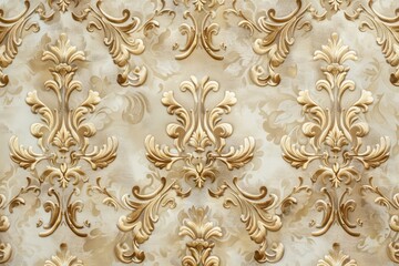 Elegant Golden Baroque Pattern Wallpaper