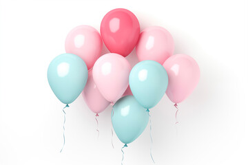 Wall Mural - many pastel colorful bright balloons on a white background with copy space.