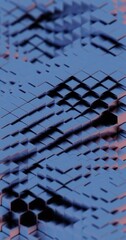 Poster - Abstract 3D Render of Blue and Purple Cubes - Geometric Pattern with Hexagonal Highlights