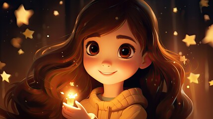 Sticker - girl with candle