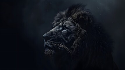 Wall Mural - artistic lion on black background. 