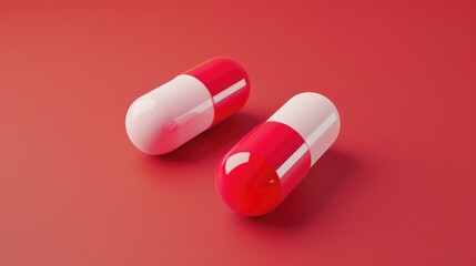 Sticker - Two red and white antibiotic capsules