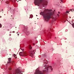 An abstract watercolor painting featuring vibrant pink and red splashes of paint on a white background. The paint is spread in a dynamic and organic manner, creating a sense of movement and energy.