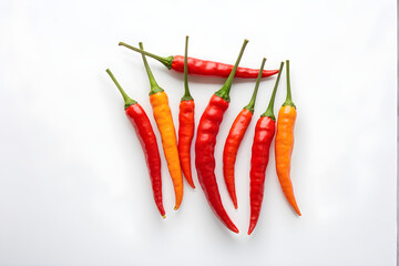 Wall Mural - Chili on white isolated. Hot chili peppers with clipping path.