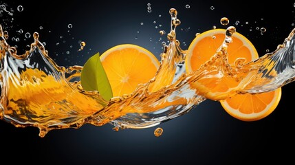 Poster - orange in water splash