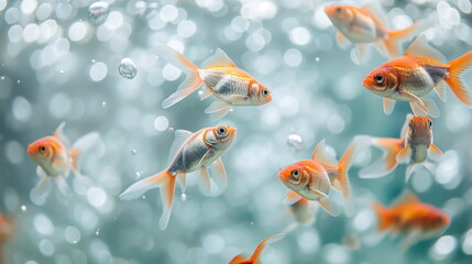 goldfish swimming in aquarium tank