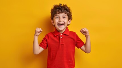 Wall Mural - The happy boy in red