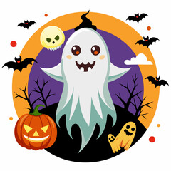 Halloween ghost graphics vector illustration 