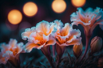 Close-up of a flower in bloom with a blurred background. AI.