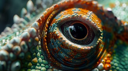 close up photo chameleon eye
