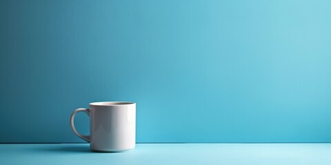 Sticker - Simple White Mug on a Blue Background