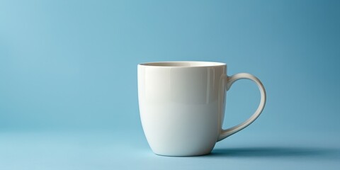 Sticker - White Mug on a Light Blue Background