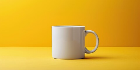 Sticker - White Mug on Yellow Background