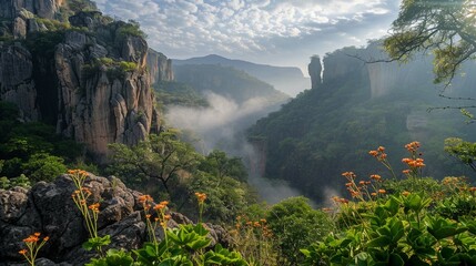 Canvas Print - waterfall in the mountains