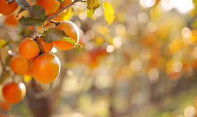 Canvas Print - persimmon tree in autumn-generative ai