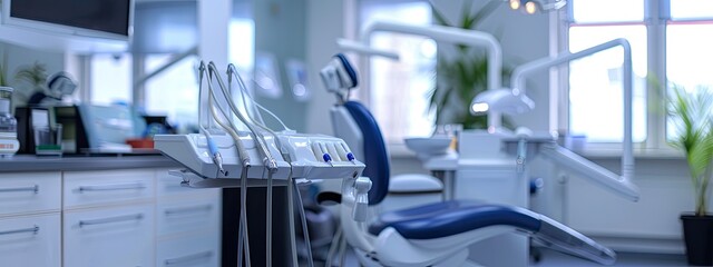 dental clinic background. Defocused interior of modern dental office