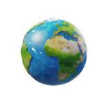 Earth globe 3d icon cartoon style floating on transparency background PNG
