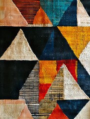 Wall Mural - A quilt with triangles and other geometric shapes.