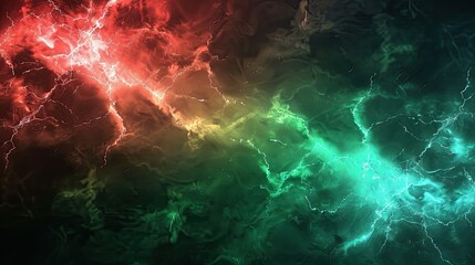 Wall Mural - green and red battle lightning background 