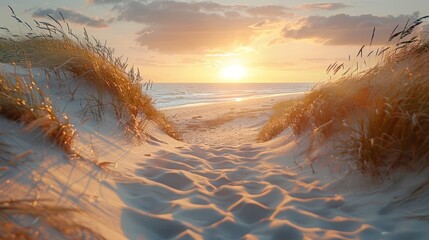 Wall Mural - Sunset View Through Dune Grass