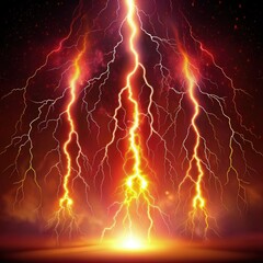 Sticker - Fiery Lightning Strikes in the Night Sky. Generative AI