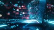 © Irina Ukrainets - Abstract digital illustration of an AI face emerging from a laptop screen. The image showcases futuristic technology, the fusion of human and computer, and the concept of artificial intelligence.