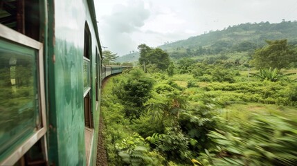 The lush green views from the train window hint at the natural wonders that await.