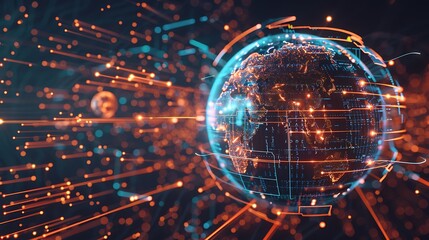 Wall Mural - Illuminating the Digital Landscape: A Captivating Visualization of Global Connectivity