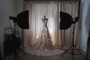 Wedding Dress Photography Setup with Two Lights