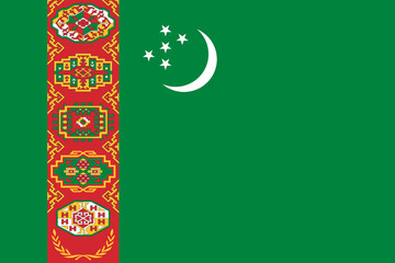Turkmenistan flag in official colors and proportion correctly