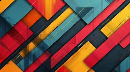 Fototapete - Colorful overlapping striped pattern in a modern geometric style for design ideas. Geometric pattan