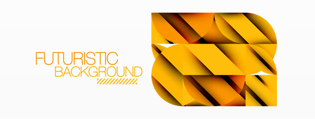 Poster - Circle, square and flower petal geometric background. Round shapes composition for wallpaper, banner, background or landing