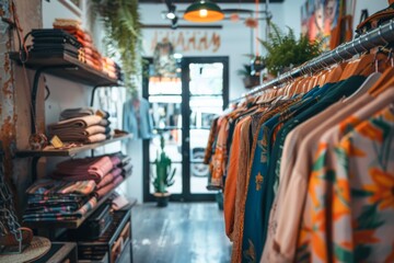 Wall Mural - Clothes Hanging in a Retail Shop