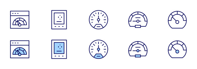 Speedometer icons. Duotone style. Line style. Editable stroke. Vector illustration, speedometer, odometer.