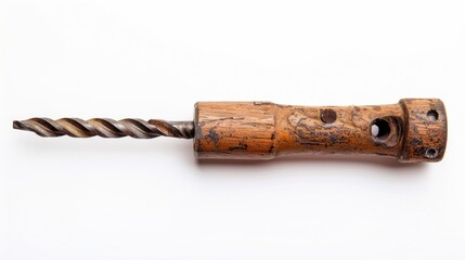 Wooden Drill on White Background