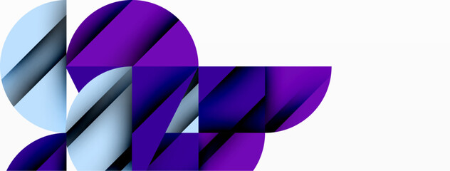 Poster - Circle, square and flower petal geometric background. Round shapes composition for wallpaper, banner, background or landing