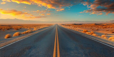 Wall Mural - Endless Road Through Desert Landscape