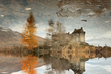 Scotland Castle Reflection: Kilchurn Castle in Loch Awe Highland