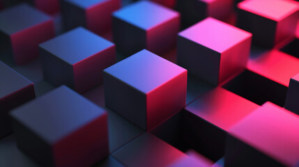 Digital style background with smooth 3d cubes, dark matte pastel colors, aesthetic business concept. Generative AI