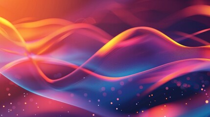 Colorful abstract wave pattern with neon lights and bokeh effect, digital art. Futuristic and vibrant design concept