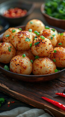 Delicious food, fried potato balls