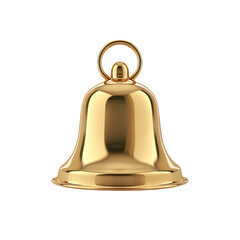 High-quality image of a golden bell with a shiny reflection, isolated on a white background. Perfect for Christmas, celebration, or notification themes.