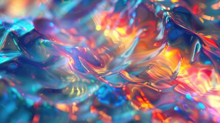Poster - Abstract holo background with amorphous structures merging seamlessly, featuring a shimmering, fluid design.