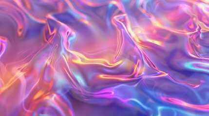 Poster - Seamless blend of amorphous holo structures with iridescent hues, forming a fluid and captivating background.