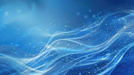 Poster - Wavy blue background with particles and lines, creating a dynamic and flowing visual effect.