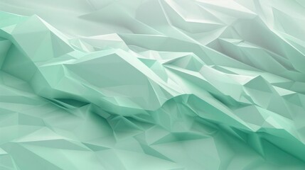 Poster - Smooth low-poly gradient from mint to gray, forming a minimalist and elegant background.